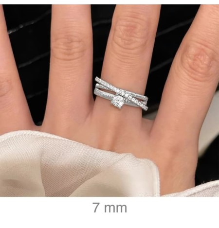 Anillo Triple con Circonitas en Plata Ley