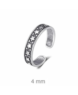 Anillo Abierto Estrellas de Plata Ley