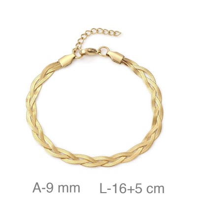 Pulsera de Acero Plana con Baño Dorado