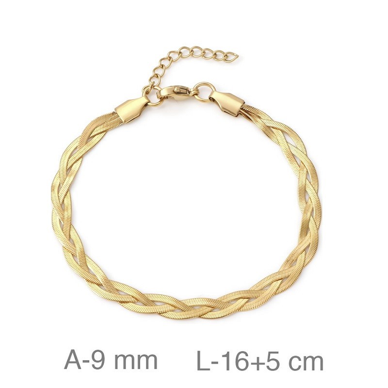 Pulsera de Acero Plana con Baño Dorado