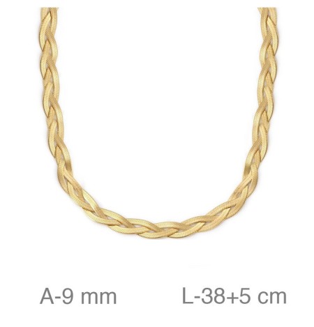 Gargantilla Plana 38+5cm de Acero Bañado en Oro