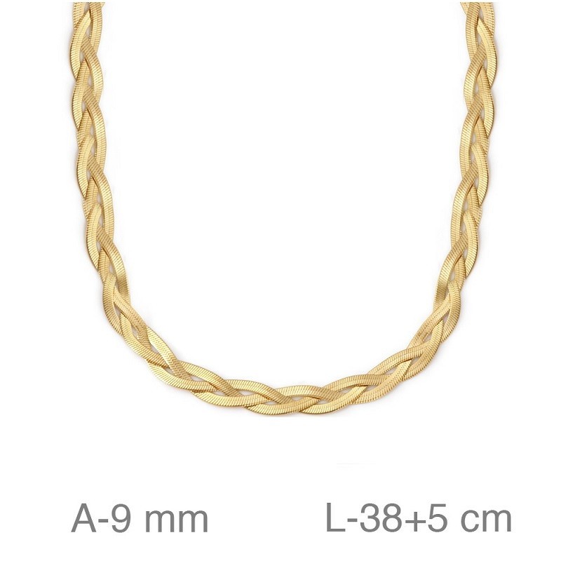 Gargantilla Plana 38+5cm de Acero Bañado en Oro