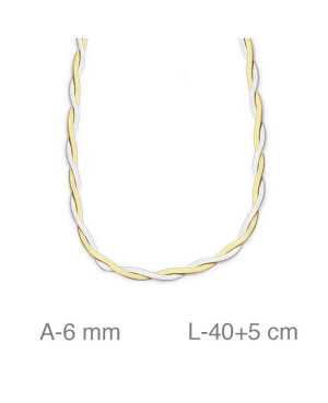 Gargantilla Plana 40+5cm Bicolor de Acero Bañado en Oro