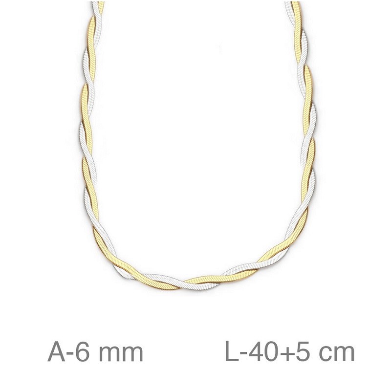 Gargantilla Plana 40+5cm Bicolor de Acero Bañado en Oro
