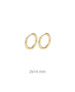 Pendientes Aros 14 mm de Acero con Baño de Oro