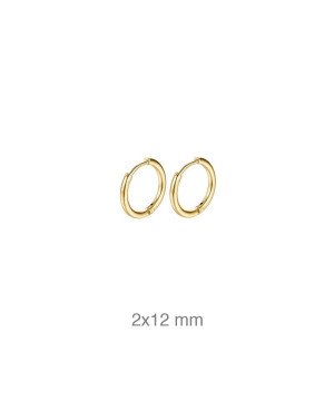 Pendientes Aros 12 mm de Acero con Baño de Oro