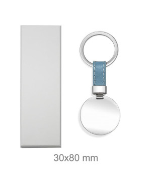 Llavero de Acero y Piel Azul