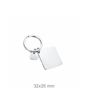 Llavero con Placa y Corazón de Acero