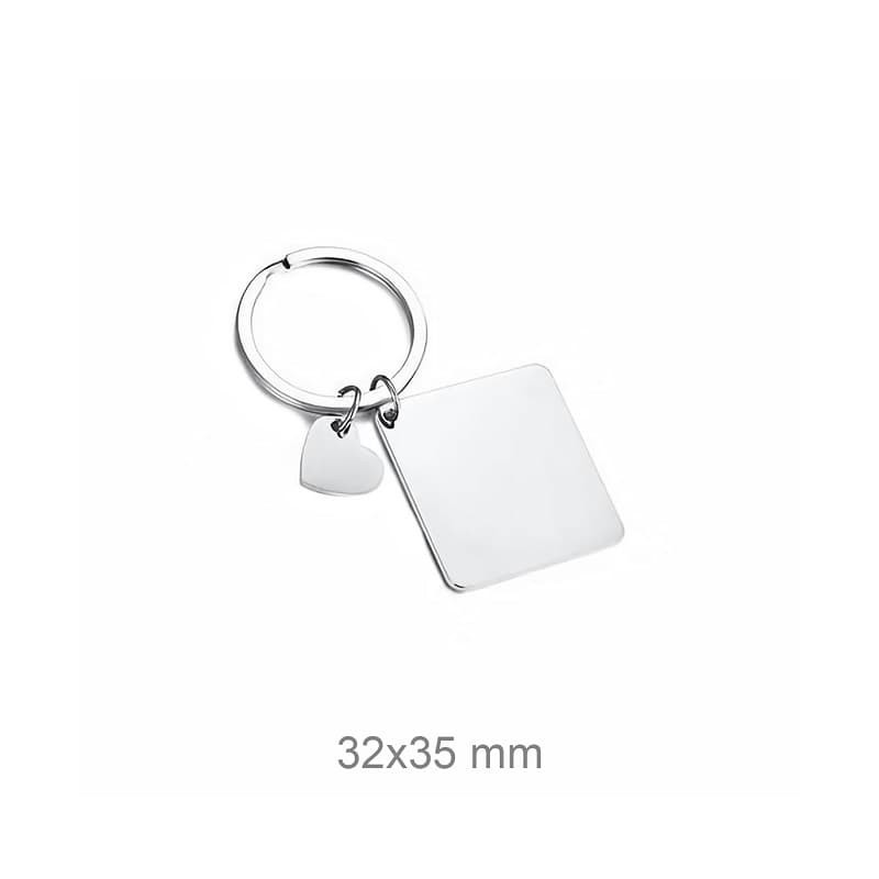 Llavero con Placa y Corazón de Acero