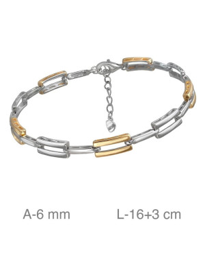 Pulsera de Plata Ley  Bicolor con Baño de Oro