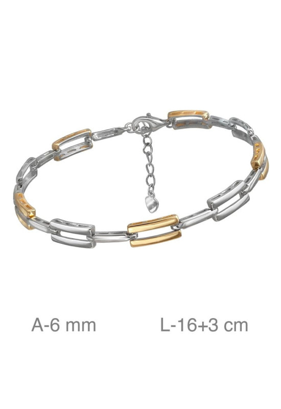 Pulsera de Plata Ley  Bicolor con Baño de Oro