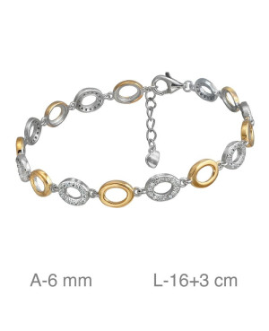 Pulsera con Circonitas de Plata Bicolor Dorada