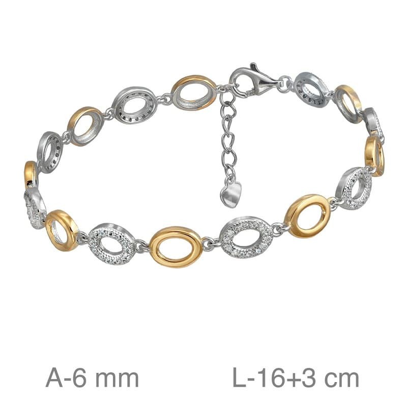 Pulsera con Circonitas de Plata Bicolor Dorada