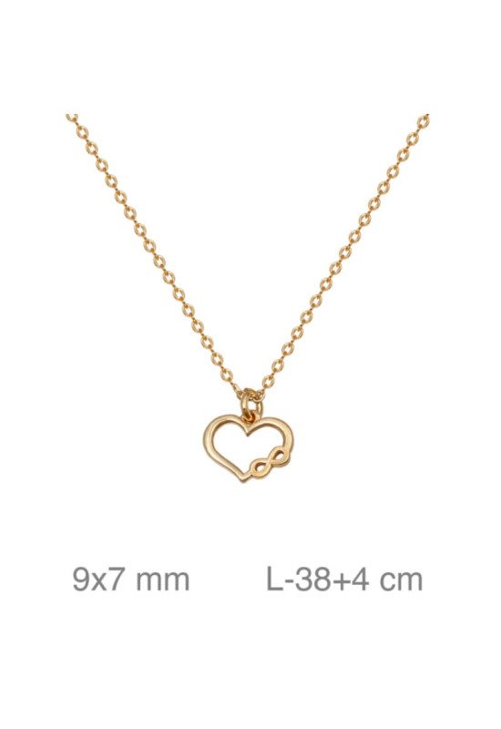 Collar Corazón y  Infinito en Plata Ley Bañada en Oro