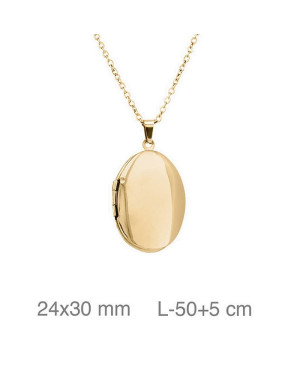 Cadena con Dije Ovalado en Acero Dorado