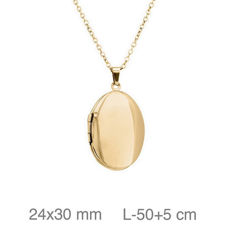 Cadena con Dije Ovalado en Acero Dorado