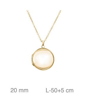 Cadena con Dije Redondo en Acero Dorado