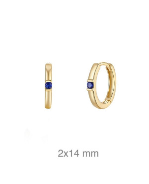 Aros con Circonitas color Zafiro de Plata Ley