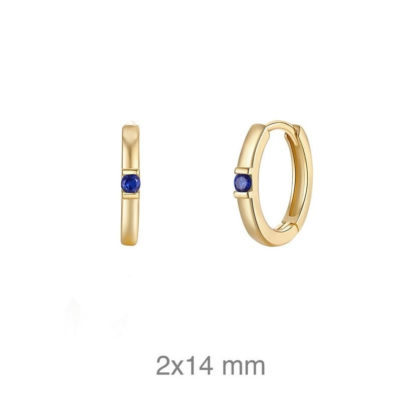 Aros con Circonitas color Zafiro de Plata Ley