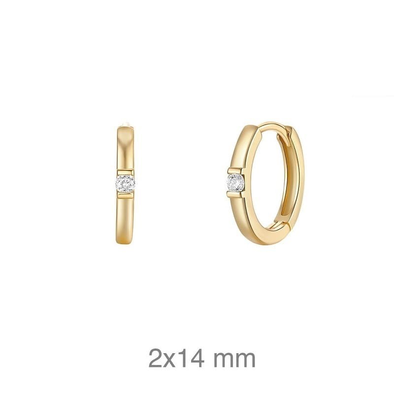 Pendientes Aros con Circonitas de Plata Ley Bañada en Oro