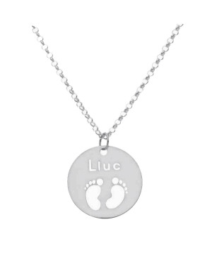 Collar Pies + Nombre en  Plata Ley