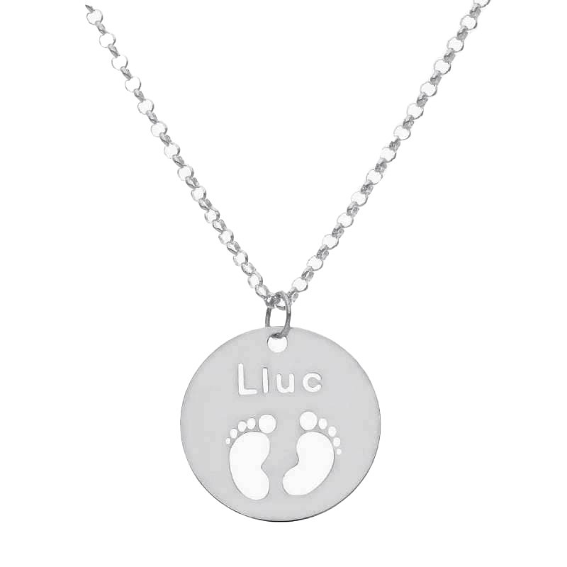 Collar Pies + Nombre en  Plata Ley