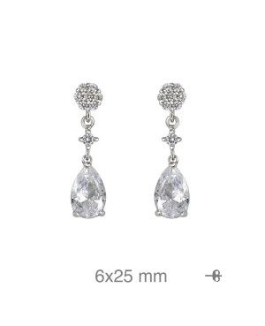 Pendientes Largos con Circonitas en Plata Ley