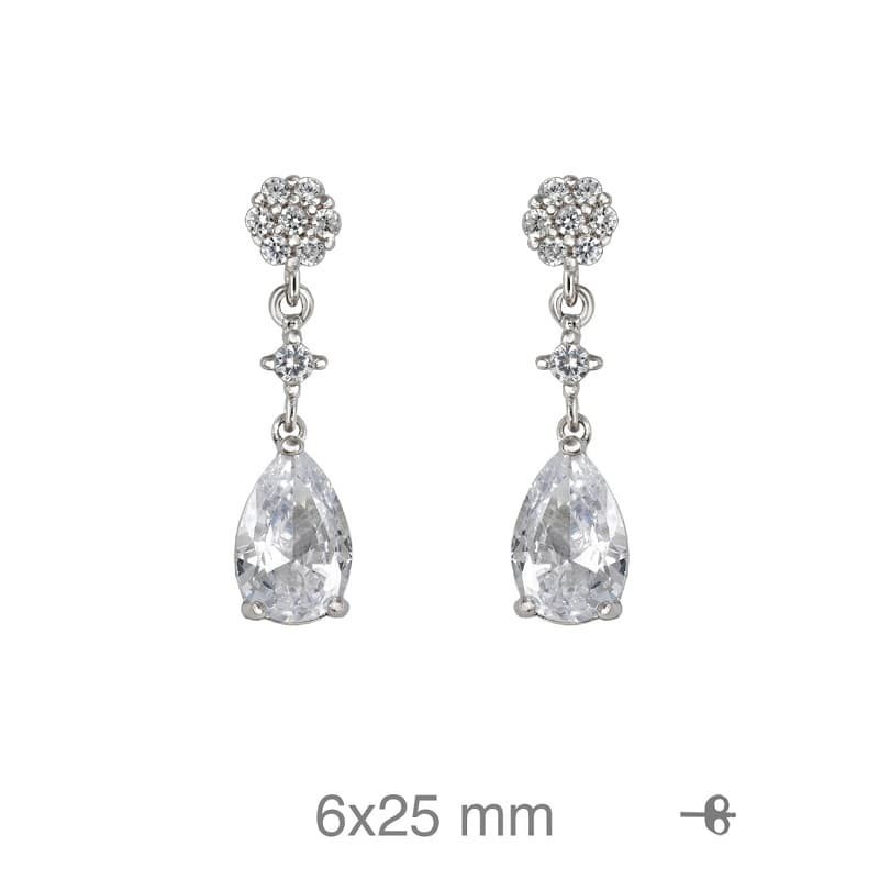 Pendientes Largos con Circonitas en Plata Ley