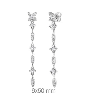 Pendientes Largos con Circonitas en Plata Ley