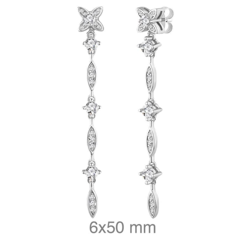 Pendientes Largos con Circonitas en Plata Ley