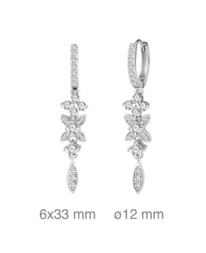 Pendientes Largos con Circonitas en Plata Ley