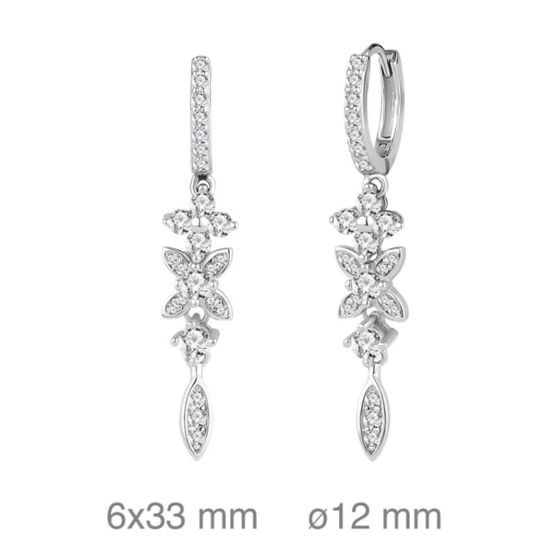 Pendientes Largos con Circonitas en Plata Ley