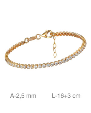 Pulsera Riviere con Circonitas en Plata Ley con Baño de Oro