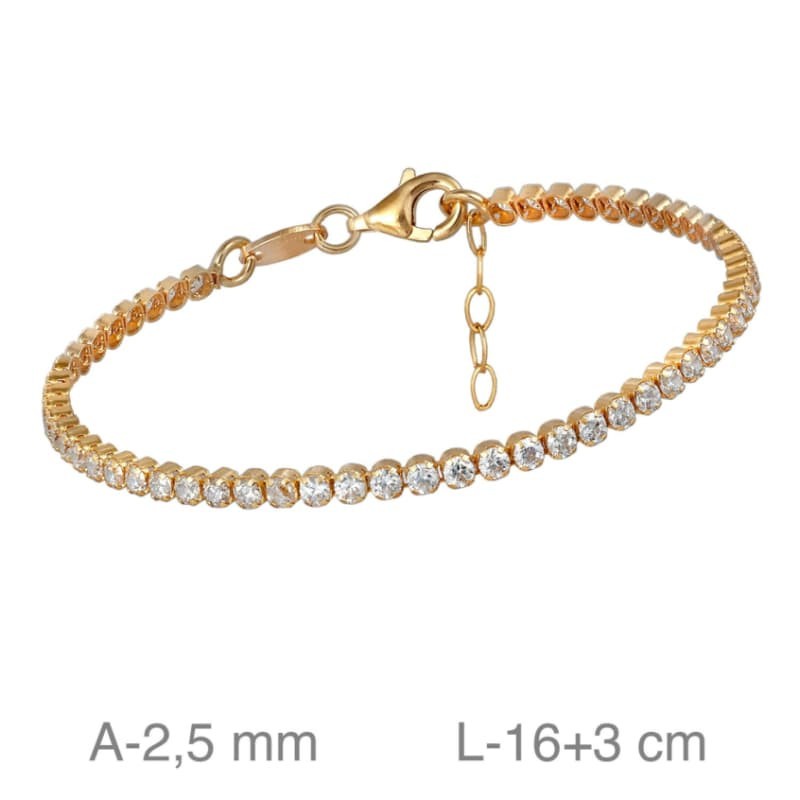 Pulsera Riviere con Circonitas en Plata Ley con Baño de Oro