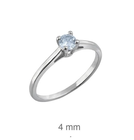 Anillo Compromiso de Plata Ley y Circonita color Aguamarina