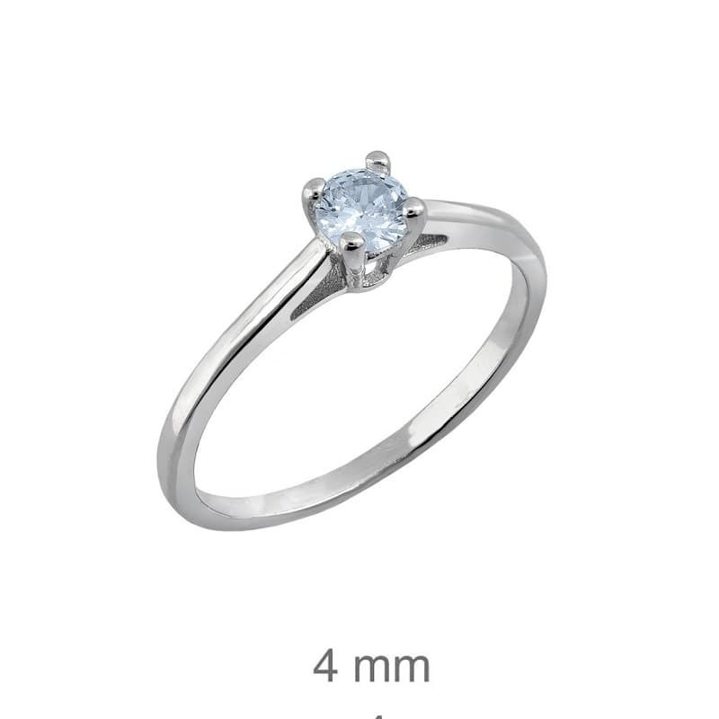 Anillo Compromiso de Plata Ley y Circonita color Aguamarina