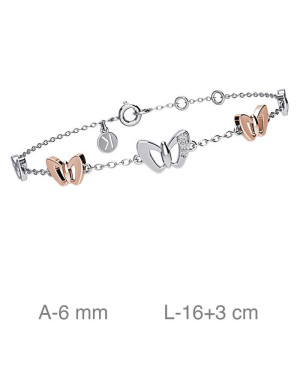 Pulsera Mariposas Bicolor Plata Ley con Baño de Oro Rosa