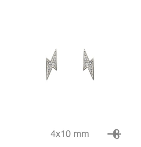 Pendientes Rayo con Circonitas en Plata Ley