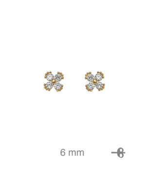 Pendientes Trébol con Circonitas en Plata Ley Bañada en Oro