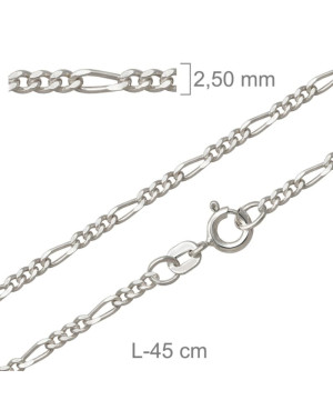 Cadena Barbada de 45 cm en Plata Ley con Protección