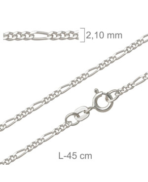 Cadena Barbada de 45cm en Plata Ley con Protección