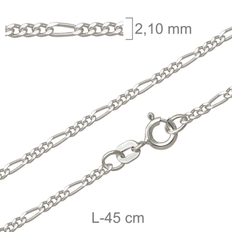 Cadena Barbada de 45cm en Plata Ley con Protección