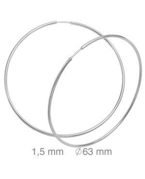 Pendientes Aros 1.5x63mm Plata Ley