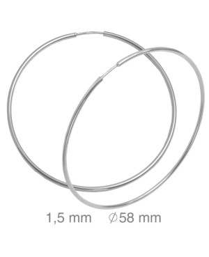 Pendientes Aros 1.5x58mm Plata Ley
