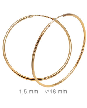 Pendientes Aros 1.5x48mm Plata Ley Bañada en Oro