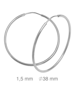 Pendientes Aros 1.5x38mm Plata Ley