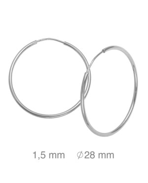 Pendientes Aros 1.5x28mm Plata Ley