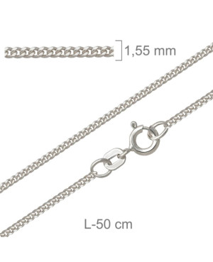 Cadena Barbada Lapidada de 50cm en Plata Ley con protección