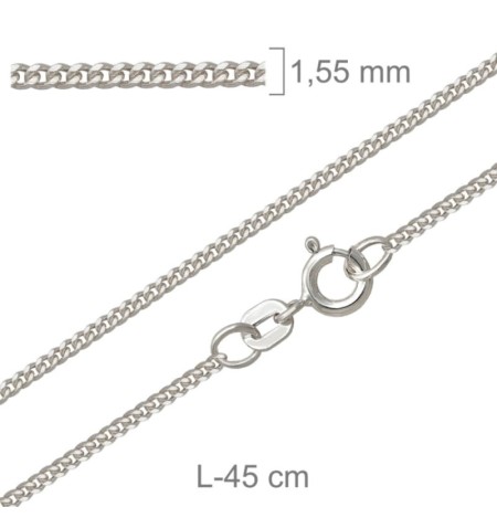 Cadena Barbada Lapidada de 45cm en Plata Ley con protección