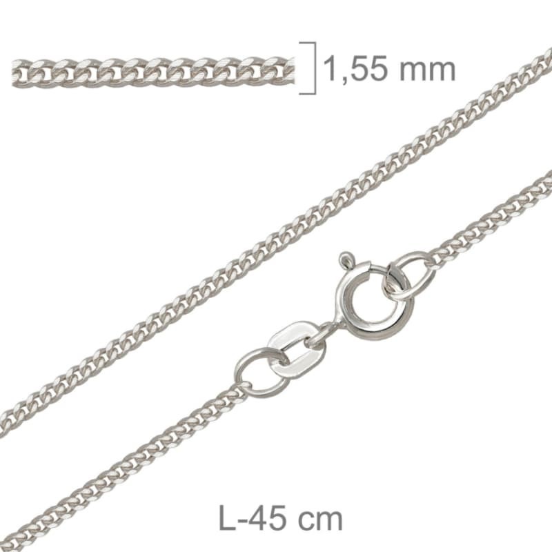 Cadena Barbada Lapidada de 45cm en Plata Ley con protección